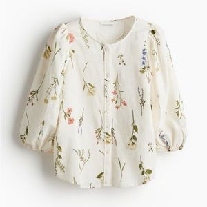 IN SEARCH OF H&M LINEN BLEND BLOUSE SIZE M OR L
